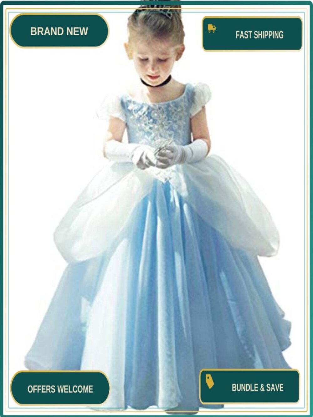 Girls Cinderella Princess Costume Dress Ball Gown Satin Tulle Lace